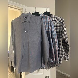 Club Room Gray and Plaid Men's Button Down Shirts